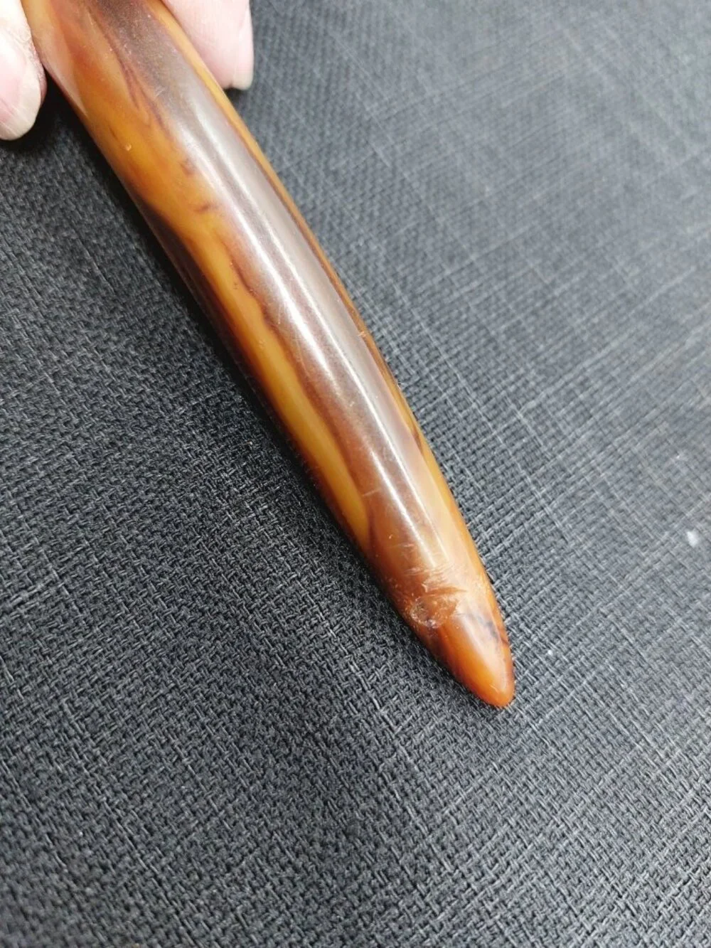 Bottle Can Opener with Butterscotch Swirl Bakelite Handle *chipped Vintage